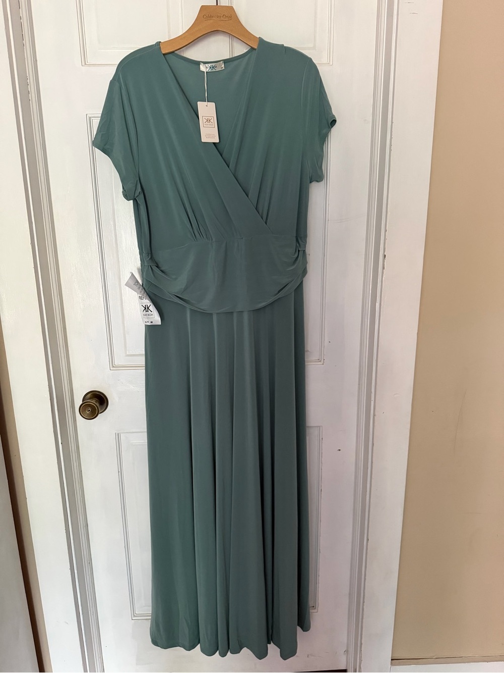 Kiyonna Dusty Sage Wrap-Front Maxi Dress